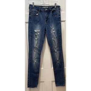 Bullhead Denim Co. High Rise Skinniest Distressed Blue Jeans Juniors Size 7